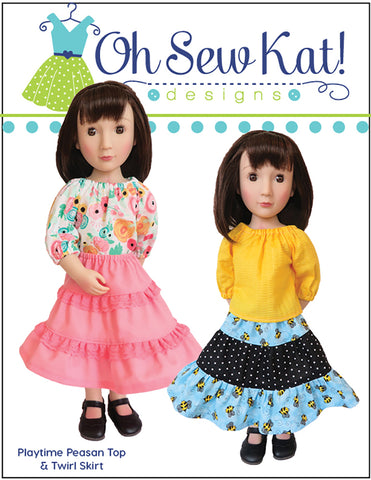 Playtime Peasant Top & Twirl Skirt Doll Clothes Pattern for 16" A Girl For All Time® Dolls