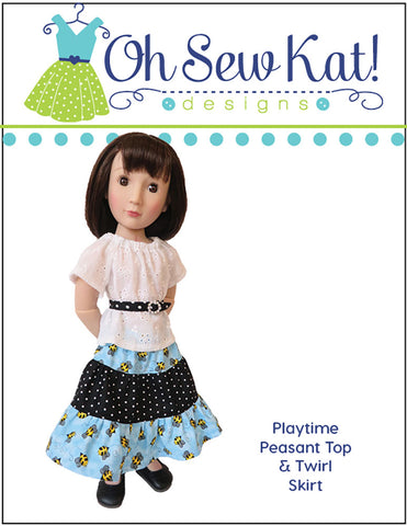 Oh Sew Kat A Girl For All Time Playtime Peasant Top & Twirl Skirt Doll Clothes Pattern for 16" A Girl For All Time® Dolls Pixie Faire