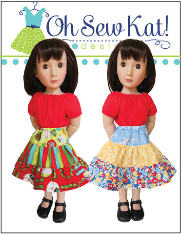 Oh Sew Kat A Girl For All Time Playtime Peasant Top & Twirl Skirt Doll Clothes Pattern for 16" A Girl For All Time® Dolls Pixie Faire