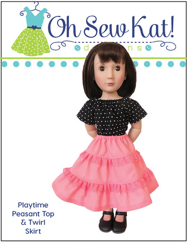 Playtime Peasant Top & Twirl Skirt Doll Clothes Pattern for 16" A Girl For All Time® Dolls