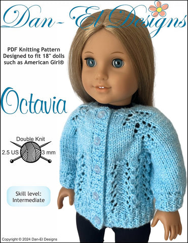 Dan-El Designs Knitting Octavia 18" Doll Clothes Knitting Pattern Pixie Faire