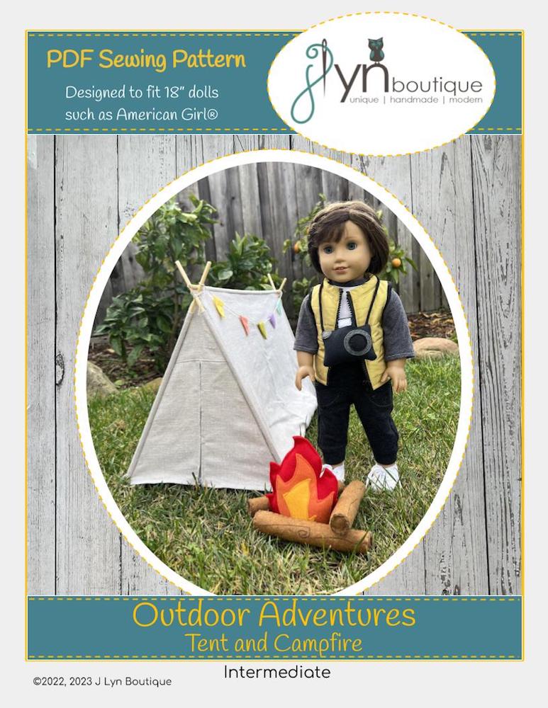 J Lyn Boutique Outdoor Adventures Tent and Campfire 18 Doll Accessories  Pattern