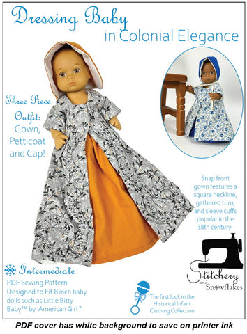 Stitchery By Snowflake 8" Baby Dolls Dressing Baby... in Colonial Elegance Doll Clothes Pattern for 8" Baby Dolls Pixie Faire