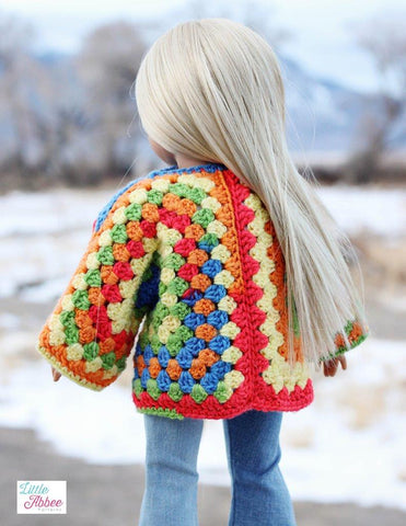 Little Abbee Crochet Granny Square Cardigan Crochet Pattern for 18" Dolls Pixie Faire