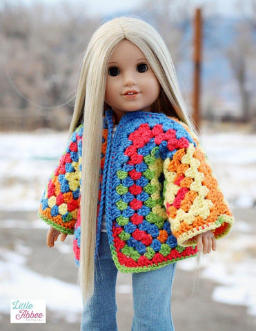 Little Abbee Crochet Granny Square Cardigan Crochet Pattern for 18" Dolls Pixie Faire