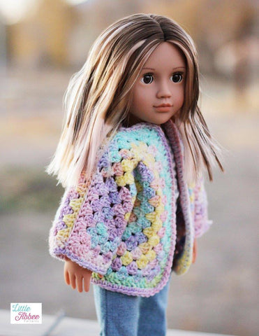 Little Abbee Crochet Granny Square Cardigan Crochet Pattern for 18" Dolls Pixie Faire