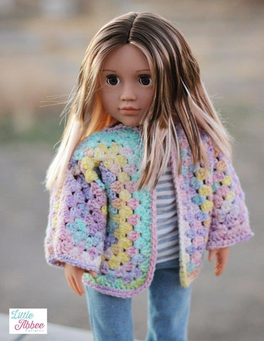 Little Abbee Crochet Granny Square Cardigan Crochet Pattern for 18" Dolls Pixie Faire