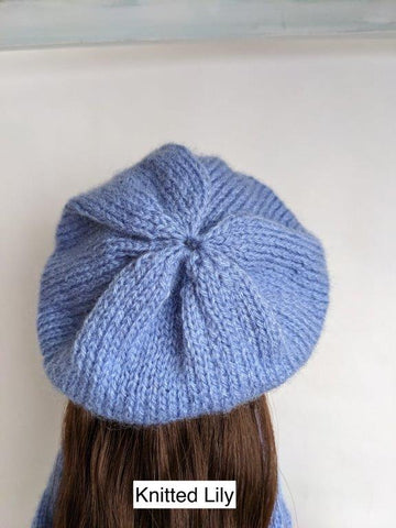 Knitted Lily Paola Reina Blue Rose Hat Knitting Pattern for 13" Paola Reina Dolls Pixie Faire