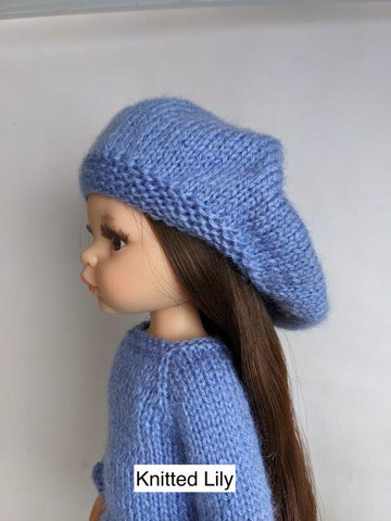 Knitted Lily Paola Reina Blue Rose Hat Knitting Pattern for 13" Paola Reina Dolls Pixie Faire