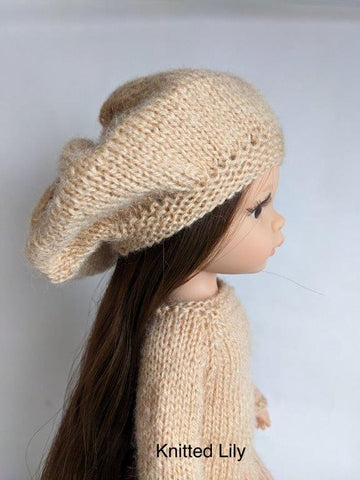 Knitted Lily Paola Reina Blue Rose Hat Knitting Pattern for 13" Paola Reina Dolls Pixie Faire