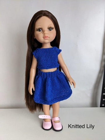 Ice Silk Top and Skirt Knitting Pattern for 13" Paola Reina Dolls