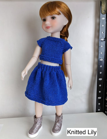 Ice Silk Top and Skirt Knitting Pattern for 14.5-15" Dolls