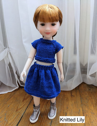 Ice Silk Top and Skirt Knitting Pattern for 14.5-15" Dolls