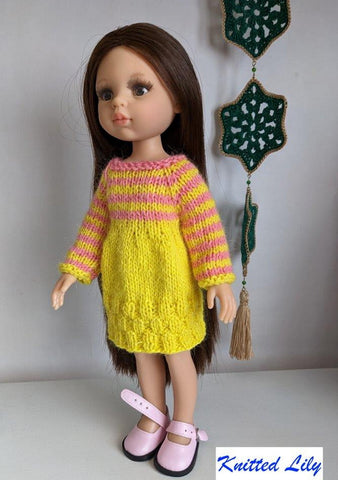 Kerria Dress Knitting Pattern for 13" Paola Reina Dolls