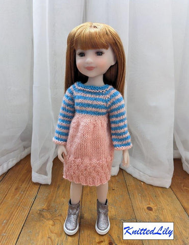 Knitted Lily Ruby Red Fashion Friends Kerria Dress Knitting Pattern for 15" Ruby Red Fashion Friends Dolls Pixie Faire