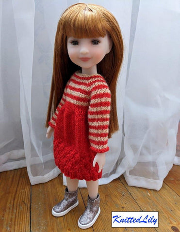 Knitted Lily Ruby Red Fashion Friends Kerria Dress Knitting Pattern for 15" Ruby Red Fashion Friends Dolls Pixie Faire