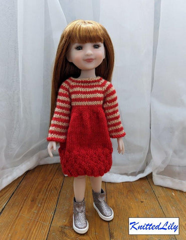 Knitted Lily Ruby Red Fashion Friends Kerria Dress Knitting Pattern for 15" Ruby Red Fashion Friends Dolls Pixie Faire