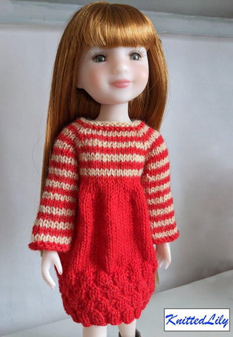 Knitted Lily Ruby Red Fashion Friends Kerria Dress Knitting Pattern for 15" Ruby Red Fashion Friends Dolls Pixie Faire