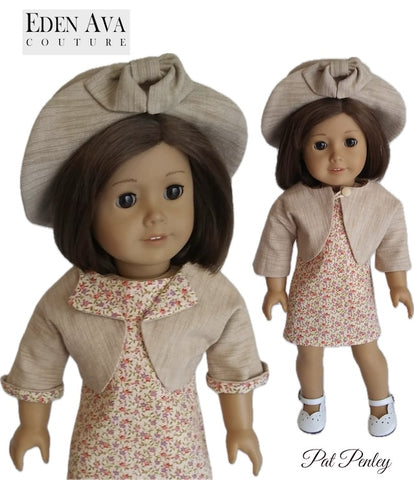 Eden Ava 18 Inch Modern Wednesday Bridge Club Bolero Jacket and Hat Pattern for 18 Inch Dolls Pixie Faire