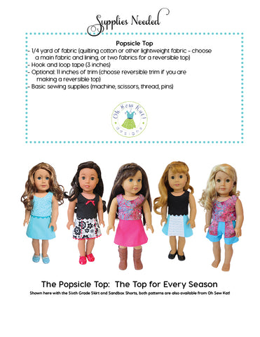 Popsicle Top 18" Doll Clothes Pattern