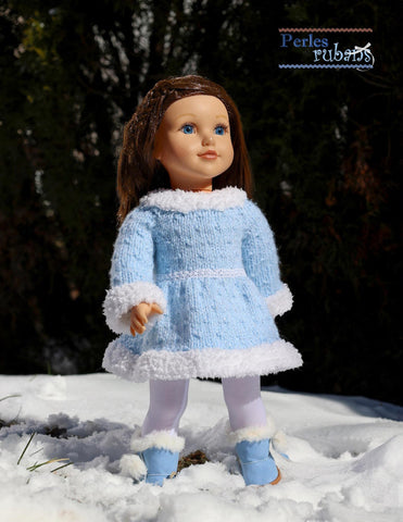 Perles & Rubans Knitting Wooly Whimsy Dress 18" Doll Clothes Knitting Pattern Pixie Faire