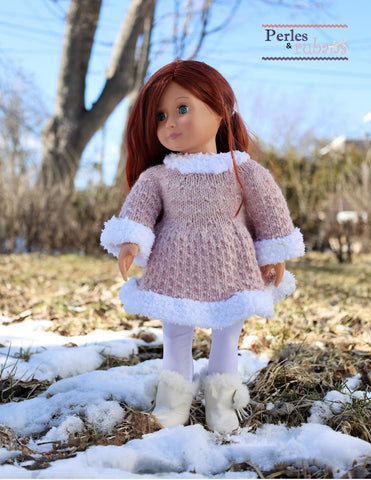 Perles & Rubans Knitting Wooly Whimsy Dress 18" Doll Clothes Knitting Pattern Pixie Faire