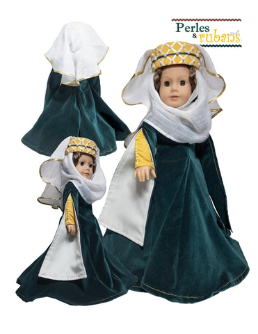 Perles & Rubans 18 Inch Historical At the Court of Edward III  18" Doll Clothes Pattern Pixie Faire