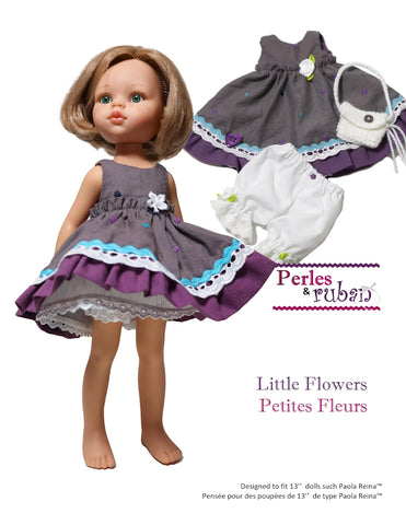 Perles & Rubans Paola Reina Little Flowers Doll Clothes Pattern for 13" Paola Reina Dolls Pixie Faire