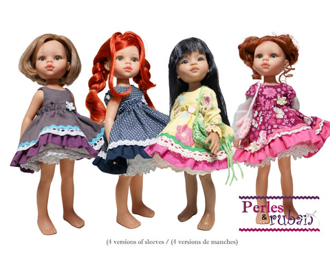 Perles & Rubans Paola Reina Little Flowers Doll Clothes Pattern for 13" Paola Reina Dolls Pixie Faire