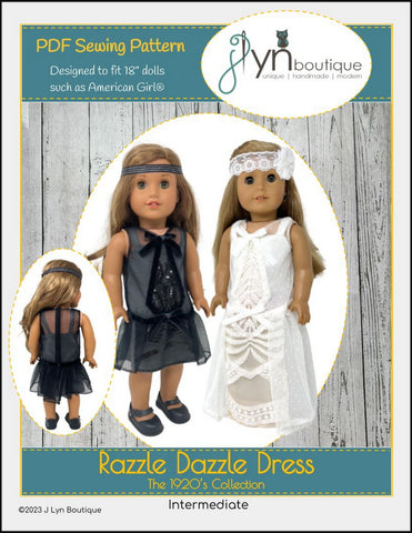 J Lyn Boutique 18 Inch Historical Razzle Dazzle Dress for 18" Doll Clothes Pattern Pixie Faire