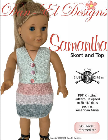 Samantha Skort and Top 18" Doll Clothes Knitting Pattern