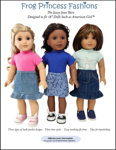 Jazzy Jean Skirt 18" Doll Clothes Pattern