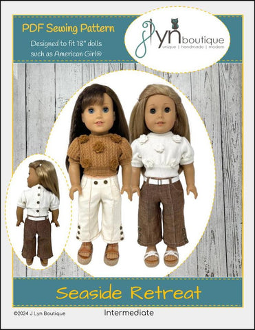 J Lyn Boutique 18 Inch Modern Seaside Retreat 18" Doll Clothes Pattern Pixie Faire