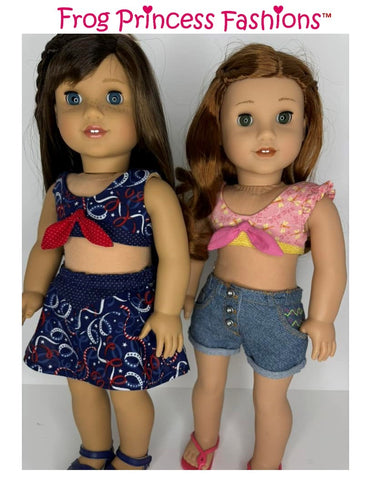 Sweet July Crop Top and Skort Set 18" Doll Clothes Pattern