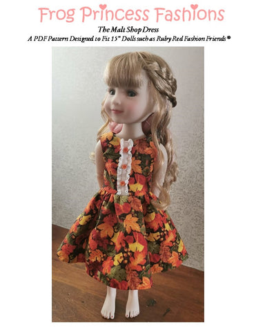 Malt Shop Dress Doll Clothes Pattern for 15" Ruby Red Fashion Friends®