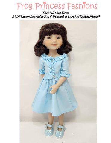 Malt Shop Dress Doll Clothes Pattern for 15" Ruby Red Fashion Friends®