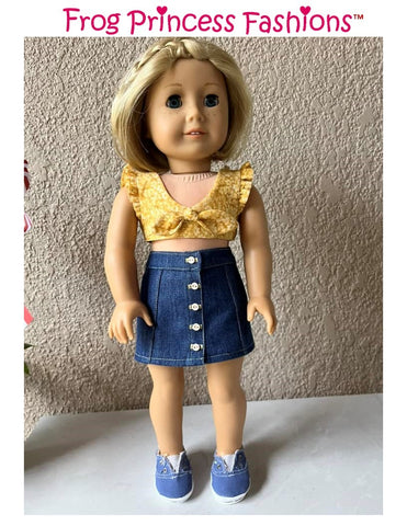 Sweet July Crop Top and Skort Set 18" Doll Clothes Pattern