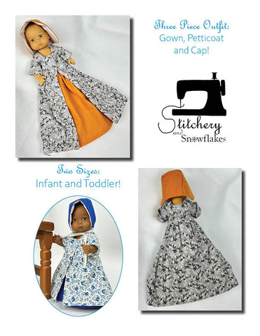 Dressing Baby... in Colonial Elegance Doll Clothes Pattern for 8" Baby Dolls