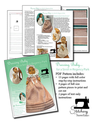 Dressing Baby... for a Stroll in Regency Park Doll Clothes Pattern for 8" Baby Dolls