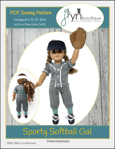 J Lyn Boutique 18 Inch Modern Sporty Softball Gal 18" Doll Clothes Pattern Pixie Faire