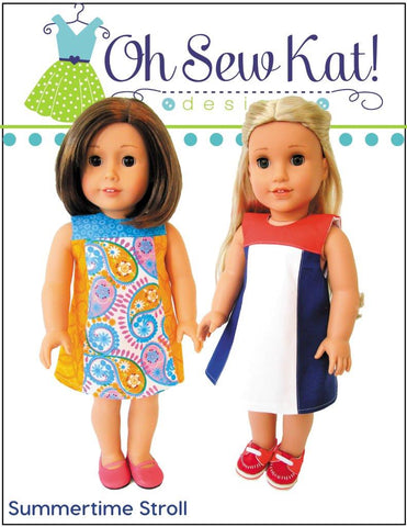 Oh Sew Kat 18 Inch Modern Summertime Stroll 18" Doll Clothes Pattern Pixie Faire