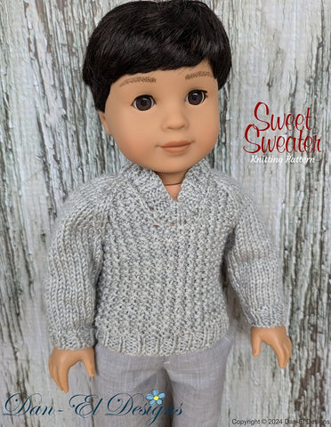 Dan-El Designs Knitting Sweet Sweater 18" Doll Clothes Knitting Pattern Pixie Faire