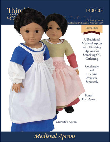 Thimbles and Acorns 18 Inch Historical Medieval Aprons 18" Doll Clothes Pattern Pixie Faire