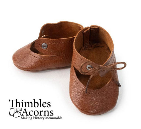 Thimbles and Acorns Shoes Tab Laced Turnshoes 18" Doll Shoe Pattern Pixie Faire