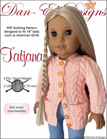 Dan-El Designs Knitting Tatjana 18" Doll Clothes Knitting Pattern Pixie Faire