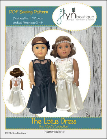 J Lyn Boutique 18 Inch Historical The Lotus Dress for 18" Doll Clothes Pattern Pixie Faire