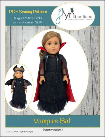 J Lyn Boutique 18 Inch Modern Vampire Bat 18" Doll Clothes Pattern Pixie Faire