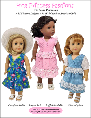 Island Vibes Dress 18" Doll Clothes Pattern