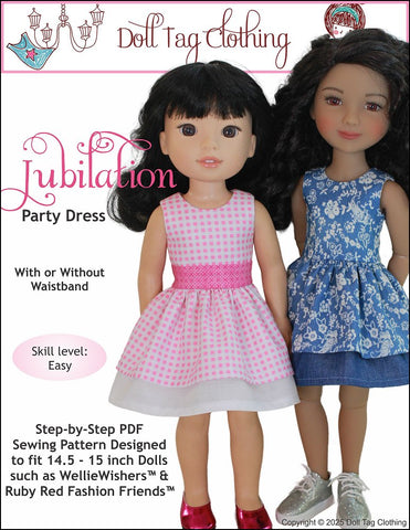 Doll Tag Clothing WellieWishers Jubilation Party Dress 14.5-15 inch Doll Clothes Pattern Pixie Faire