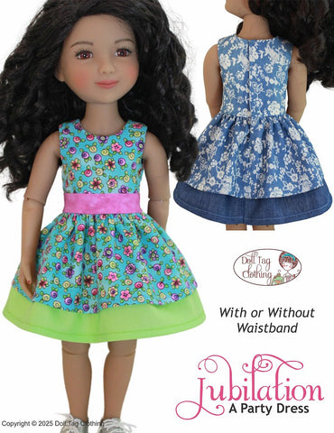 Doll Tag Clothing WellieWishers Jubilation Party Dress 14.5-15 inch Doll Clothes Pattern Pixie Faire